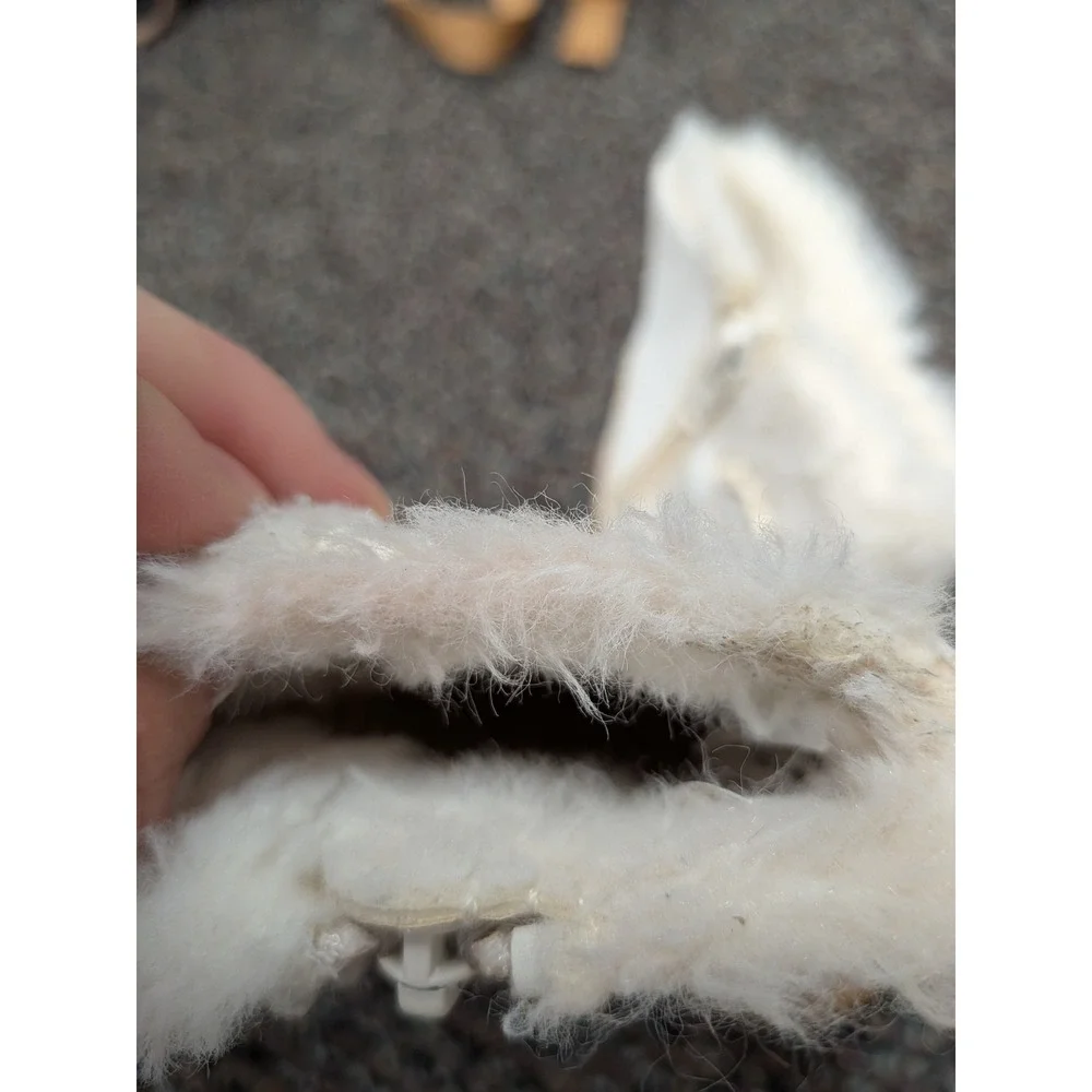 HM Toddler White Faux Fur Snow Boots Gold Metallic Lace Zip Size 6 US 22 EUR